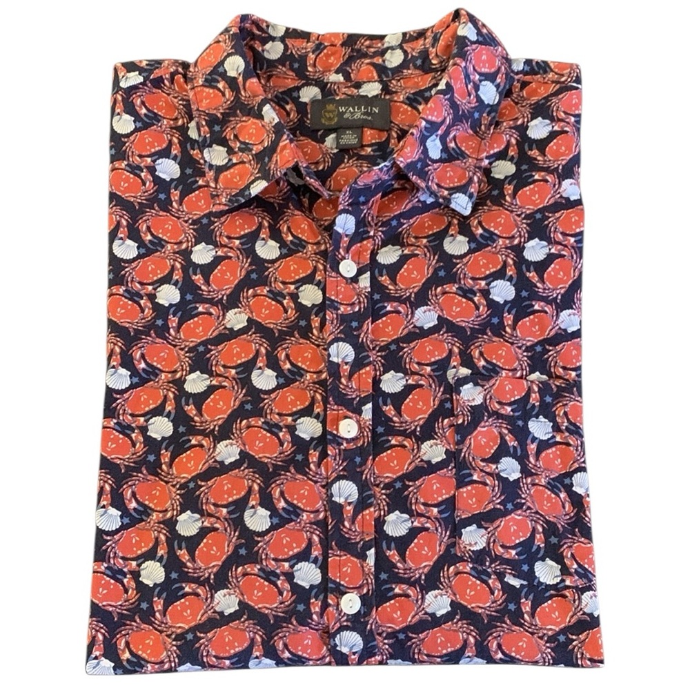 Wallin & Bros. crab seashell short sleeve casual button down shirt - Picture 11 of 11